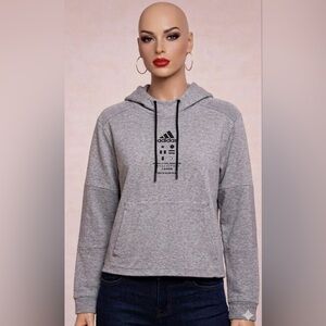 Adidas Gray 'Only The Best For The Athlete' Ribbed Detailing Fleece Hoodie